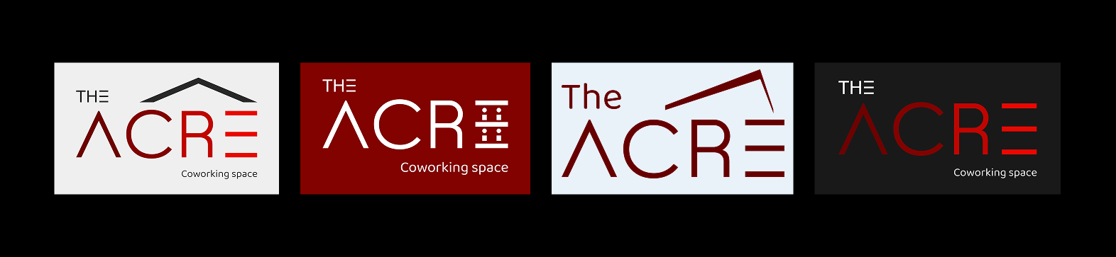 Four logo concepts for “The Acre,” all of which are slight variations of a minimalist modern design.